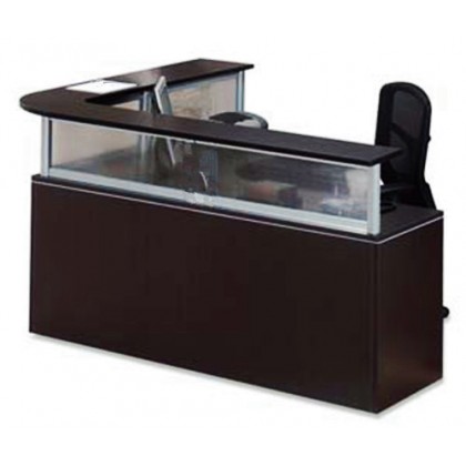 Glass L-Shape Reception Desk 